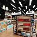 Lancome Cosmetics Store Interior With Glass Display Stands Skincare Products Bright Lighting And Wooden Floors