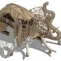 Outdoor Creative Elephant Shaped Pergola With Bamboo Structure Slide And Staircase