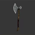 Handcrafted Decorative Axe With Intricate Metal Head And Wooden Handle