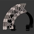 Cylindrical Architectural Metal Structure With Support Frame And Masonry Elements