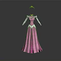 Elegant Pink Princess Dress with White Decorations and Golden Crown