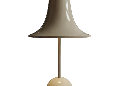 Modern Minimalist Table Lamp With Flared Light Gray Shade And Beige Round Base 3d model