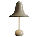 Modern Minimalist Table Lamp With Flared Light Gray Shade And Beige Round Base 3d model