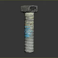Durable Metal Hex Head Bolt Hardware Tool With Blue And White Coated Threaded Shaft 3d model