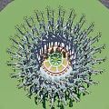 Outdoor Table And Chair Set Under Interlaced Branches Structure With Green Leaves