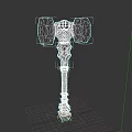 War Hammer 3D Model With Intricate Carvings And Woven Handle Fantasy Style Weapon