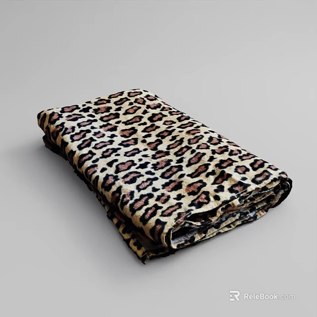 Leopard Print Blanket with Soft Plush Texture and Classic Animal Pattern Design 3d model