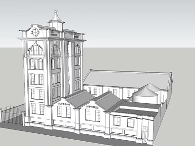 Classical Office Building With Tower Structure Multiple Windows And Attached Low Rise Annex 3d model