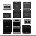 Modern Kitchen Appliances Featuring Various Ovens And Microwaves In Different Styles