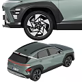 Hyundai Light Green SUV Front And Rear Views With Modern Design And Alloy Wheels