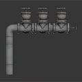 Industrial Equipment Heavy Duty Pipeline System With Three Control Valves And Handwheels