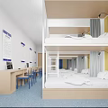 Spacious Bright Modern Shared Dormitory With Comfortable Bunk Beds And Practical Study Desks And Chairs
