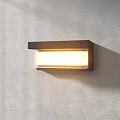 Three Modern Wall Sconces On Gray Wall With Warm Soft Light Glow 3d model