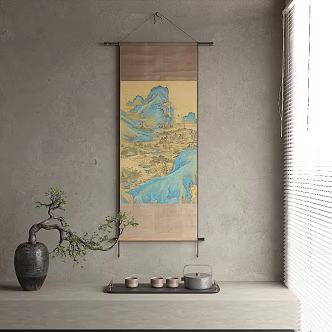 New Chinese Landscape Painting Decorative Painting 3d model