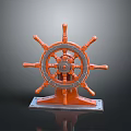 Orange Decorative Ship Steering Wheel As Household Decorative Item With Base