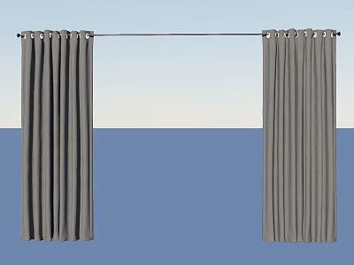 Gray Modern Curtains With Soft Fabric And Curtain Rod For Living Room Window Decor 3d model