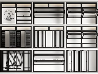 Modern folding window folding window combination upper and lower folding window cafe sliding window shutter 3d model
