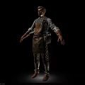 Man In White Shirt Gray Vest Brown Apron With Pockets Leather Gloves And Brown Boots