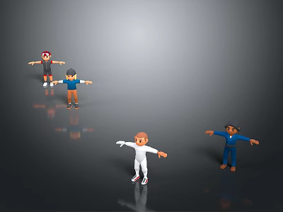 Animated 3D Characters And Creatures With Diverse Poses And Colorful Outfits 3d model