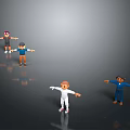 Animated 3D Characters And Creatures With Diverse Poses And Colorful Outfits