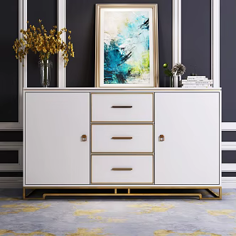 Light Luxury Side Cabinet Side Cabinet Decorative Cabinet Accessories 3d model
