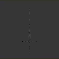 Detailed Metallic Sword With Cross Guard Long Blade Sharp Tip On Gray Background