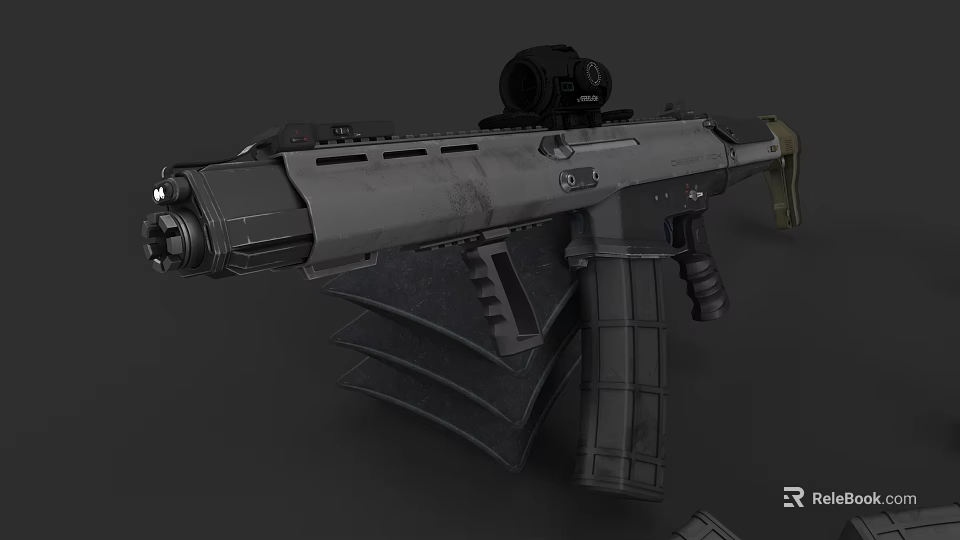 Tactical Assault Rifle With Mounted Scope Detachable Magazine And Ergonomic Grip 3d model 
