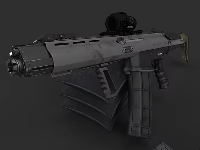 Tactical Assault Rifle With Mounted Scope Detachable Magazine And Ergonomic Grip 3d model