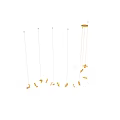 Gabriel Scotti Modern Geometric Glass Chandelier With Hexagonal Shades And Gold Frames