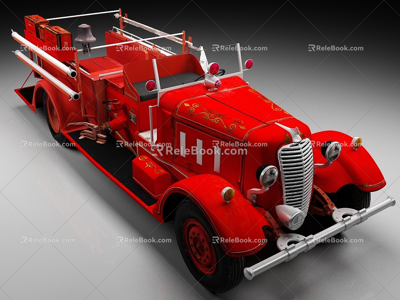 Fire truck vintage car fire truck 3d model