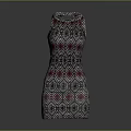 Fashionable Sleeveless Dress With Geometric Red White Gray Pattern For Daily Use