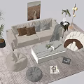 Modern sofa coffee table combination multi-person sofa living room combination 3d model
