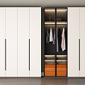 Wardrobe Combination Wooden Wardrobe White Wardrobe Storage Cabinet Wood Glass Door Wardrobe 3d model