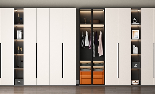 Wardrobe Combination Wooden Wardrobe White Wardrobe Storage Cabinet Wood Glass Door Wardrobe 3d model