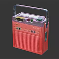 Vintage Red Telesonic Portable Radio With Carry Handle Speaker Grille And Control Buttons