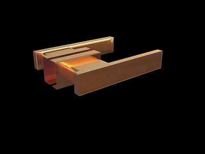 Modern Golden Door Handle With Sleek Metal Design And Brushed Finish 3d model