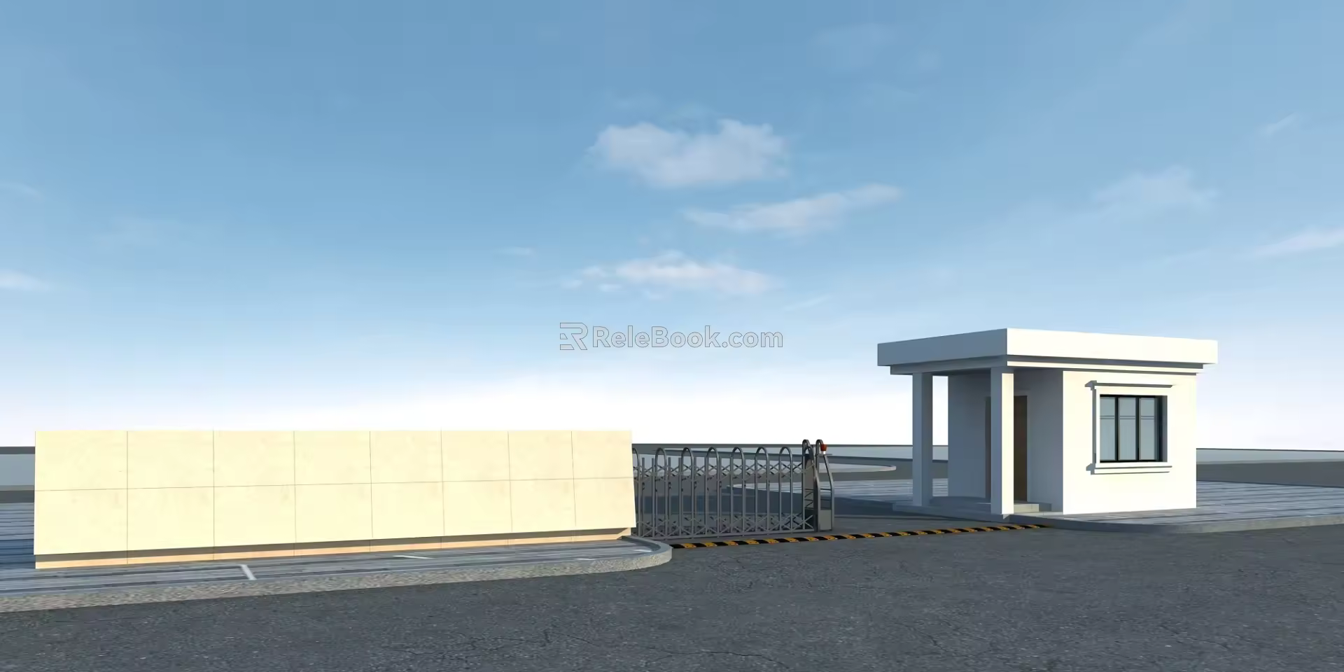 Guard gate retractable door label speed bump 3d model