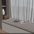 Modern Indoor Window Bench With Upholstered Cushion White Curtains And Decorative Pillows