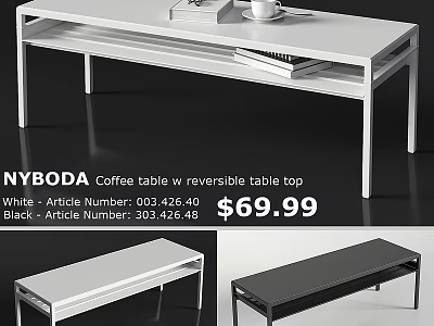 NYBODA Coffee Table With Reversible Table Top In White And Black 3d model