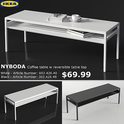 NYBODA Coffee Table With Reversible Table Top In White And Black 3d model
