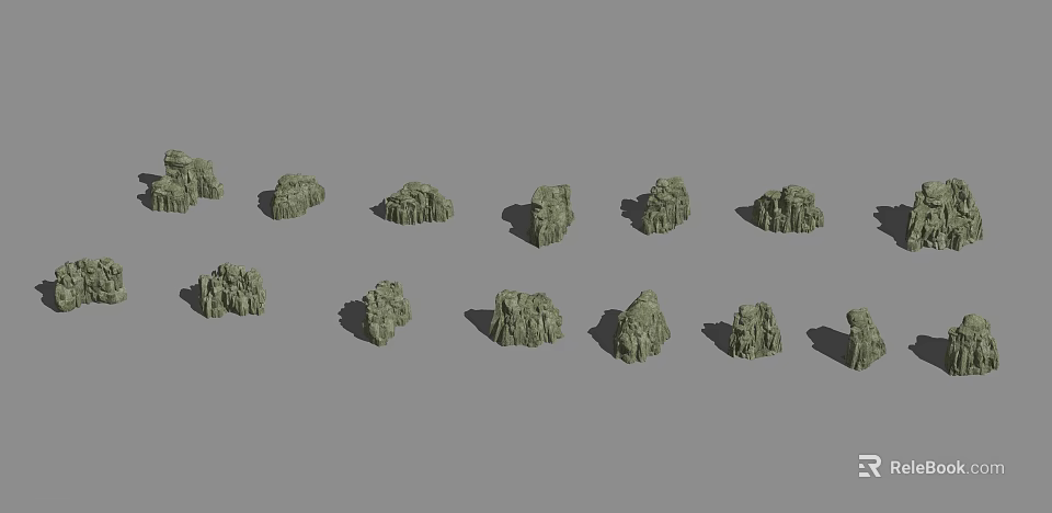 Detailed Decorative Rockery Rock 3D Models For Garden Landscape Use 3d model 