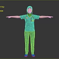 Game Movie Nurse Character In Green Uniform With Arms Outstretched Standing Pose