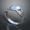 Elegant Silver Ring With Heart Shaped Top And Wing Decorations 3d model