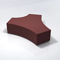 Modern Irregular Shape Sofa With Burgundy Upholstery And Curved Design Elements 3d model