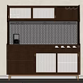 Modern Dark Brown Sideboard with Perforated Back Panel Glass Doors Drawers and Gold Legs