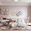 Cozy Modern Kids Bedroom With Toys Bed And Bookshelves