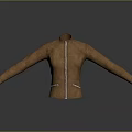 Brown Leather Jacket With Front Zipper Closure And Long Sleeve Design 3d model