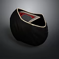 Black Decorative Bowl Design With Red And Gray Checkered Interior And Golden Edge
