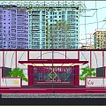 Modern Entrance Gate Design With High Rise Residential Building Water Pool And Green Plants