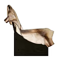 Accent Chair with Plush Brown and Beige Fur Cover and Dark Frame for Cozy Living Space